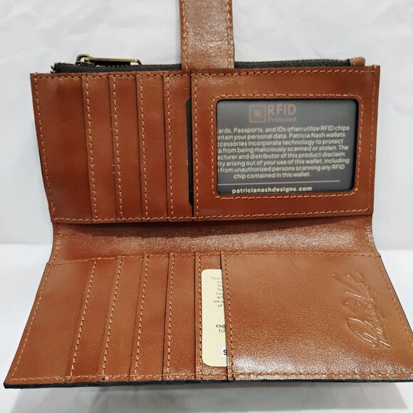 Patricia Nash Leather Nazari Continental Wallet -Riot Rust Map Print- NWT - Picture 5 of 7
